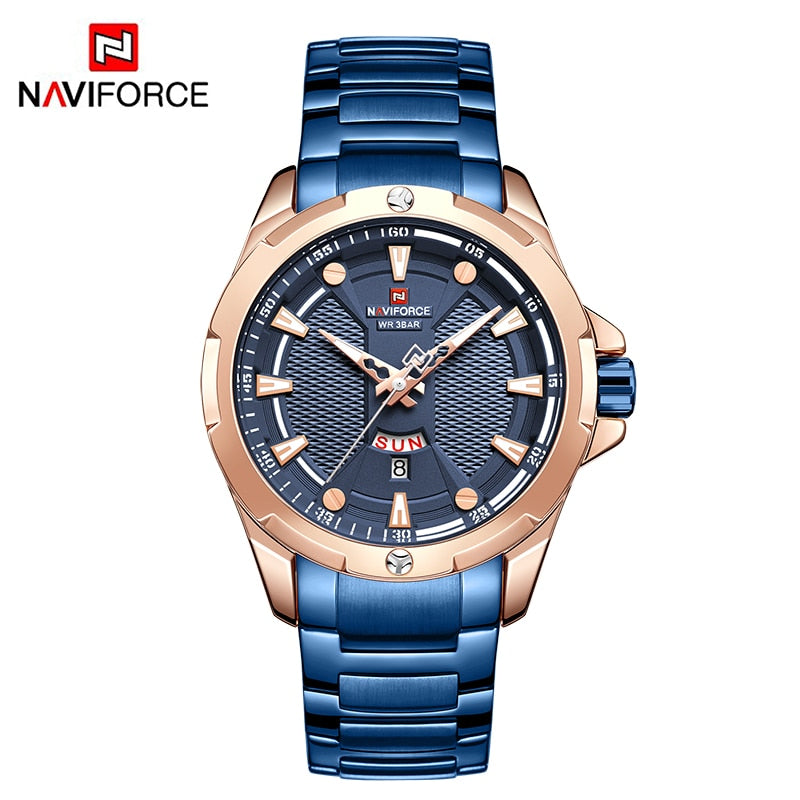 NAVIFORCE   Military Sport Quartz Wristwatch Casual Clock Stainless Steel Wateproof