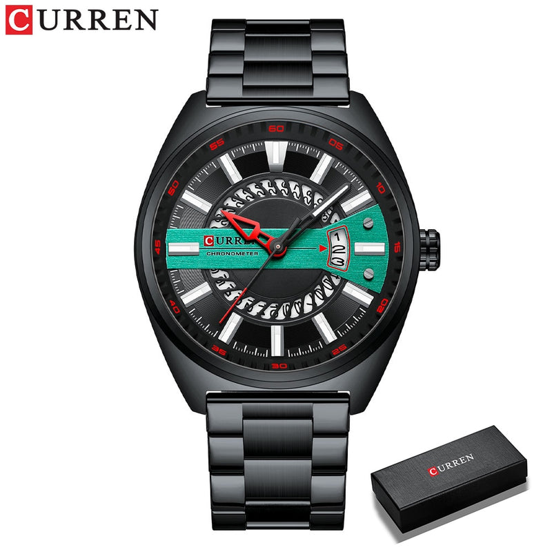 CURREN  Watch Stainless Steel Band Luxury Quartz Wristwatches Clock with Luminous