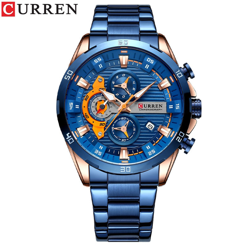 CURREN Stainless Steel WatchesCreative  Luminous Dial with Chronograph