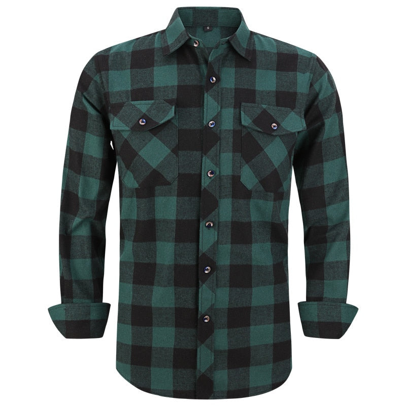 ParGrace Plaid Flannel Shirt  Regular Fit Casual Long-Sleeved Shirts