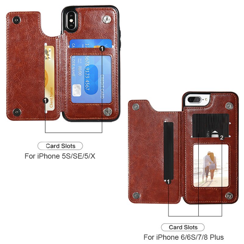 Luxury Slim Fit Premium Leather Cover For iPhones Plus Wallet Card Slots Shockproof Flip Case