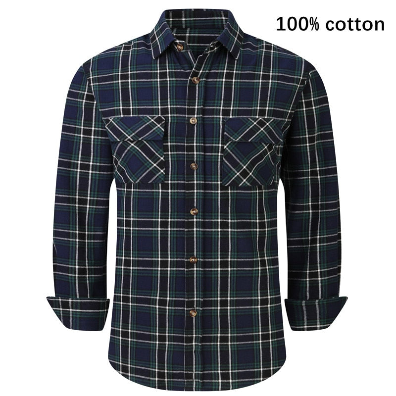 ParGrace Plaid Flannel Shirt  Regular Fit Casual Long-Sleeved Shirts