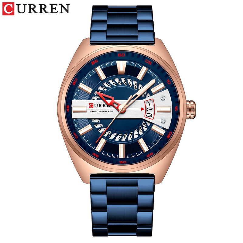 CURREN  Watch Stainless Steel Band Luxury Quartz Wristwatches Clock with Luminous