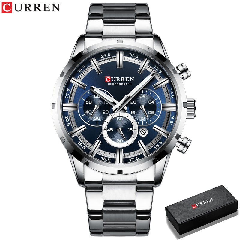 CURREN 2023 Watches with Stainless Steel Top Brand Luxury Sports Chronograph Quartz