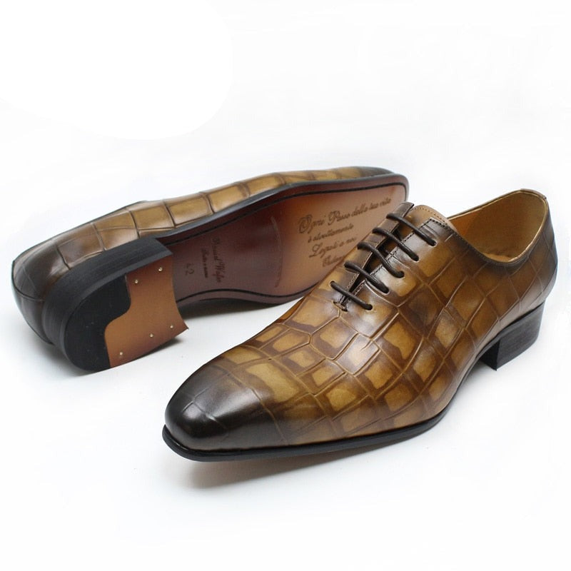 ParGrace New Style  Leather Shoes Crocodile Skin