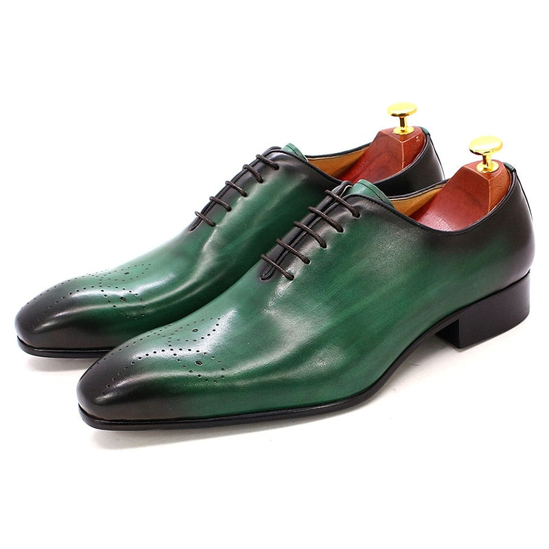 ParGrace Oxfords Leather Men Shoes Whole Cut Fashion Casual Pointed Toe