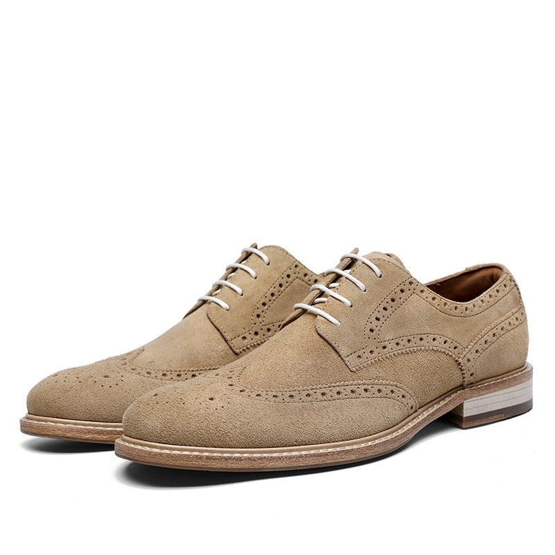 ParGrace Genuine Derby Men Shoes Cow Suede Leather