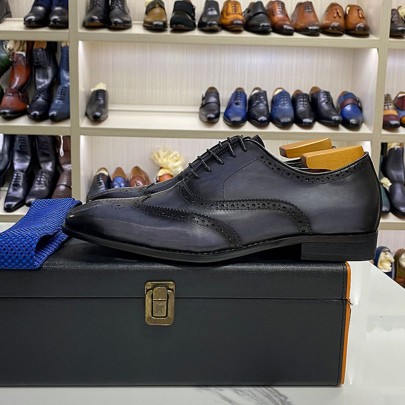 ParGrace  Genuine Leather Calfskin Lace-up Oxfords Brogue