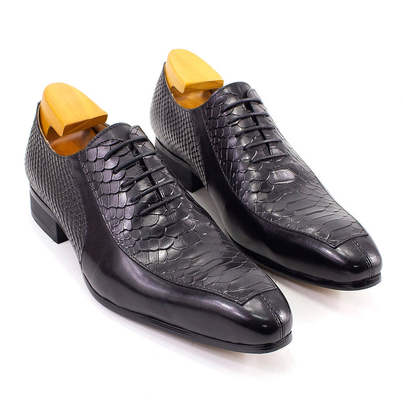 Classic Lace Up Oxfords Genuine Leather Snake Pattern