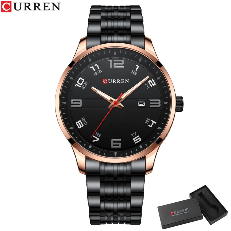 CURREN Auto Date Clock with Luminous  Watches Stainless Steel Quartz Wrsitwatches