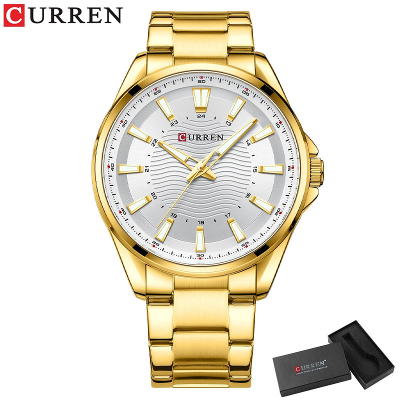 CURREN Classic Simple Stainless Steel Quartz Wrist watches with Luminous Hands