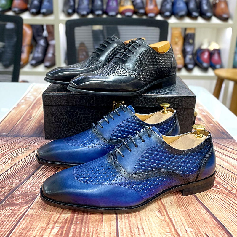 ParGrace Luxury Italian  Oxford Shoes Genuine Cow Leather