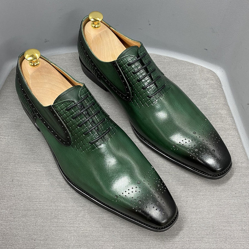 ParGrace Genuine Leather  Lace-Up Oxford Celeo