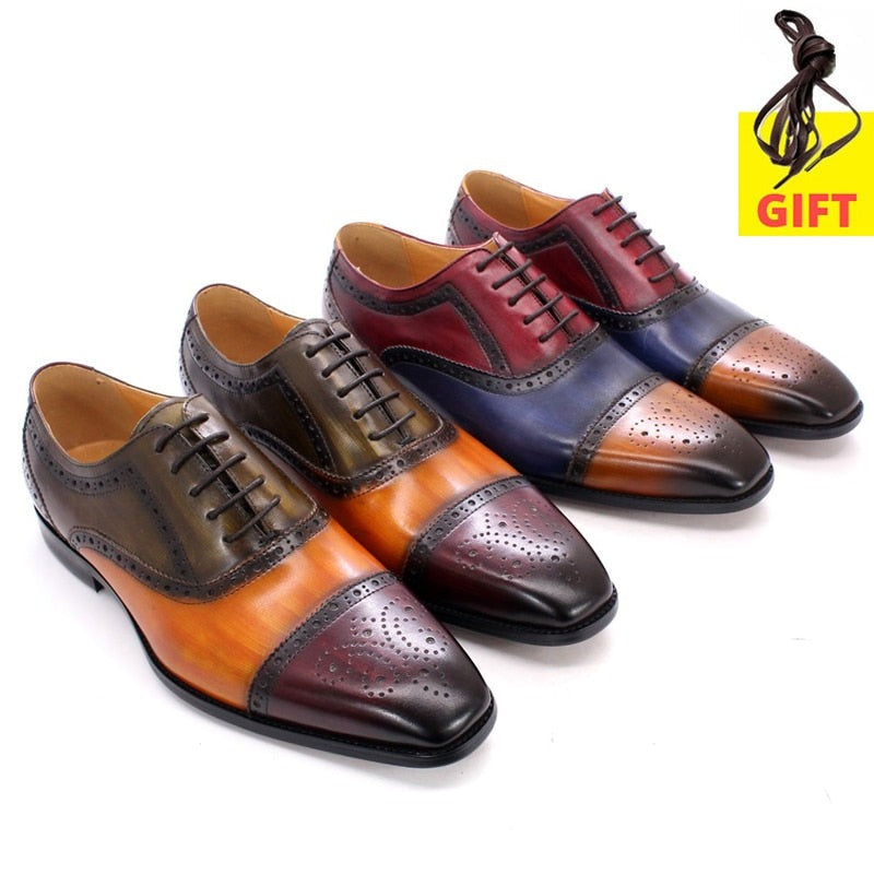 ParGrace‘s Oxford Shoes Handmade Genuine Calfskin Leather Brogue
