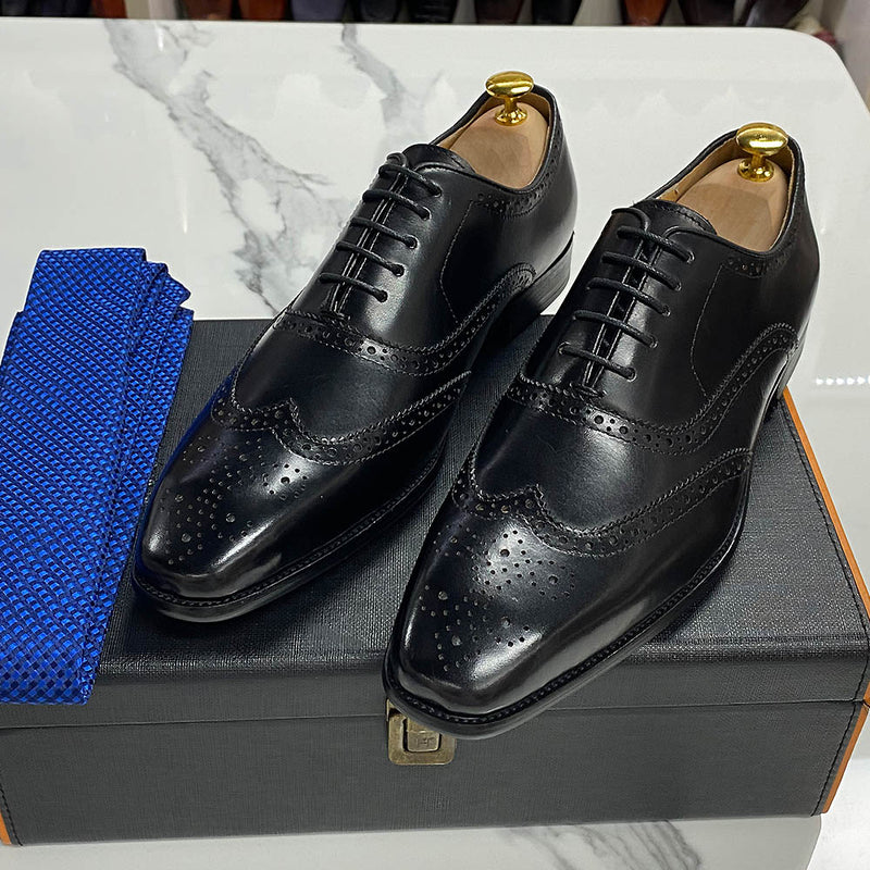ParGrace  Genuine Leather Calfskin Lace-up Oxfords Brogue