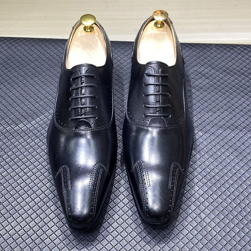 ParGrace Genuine Leather Shoes Lace Up for Wedding, Office & Business