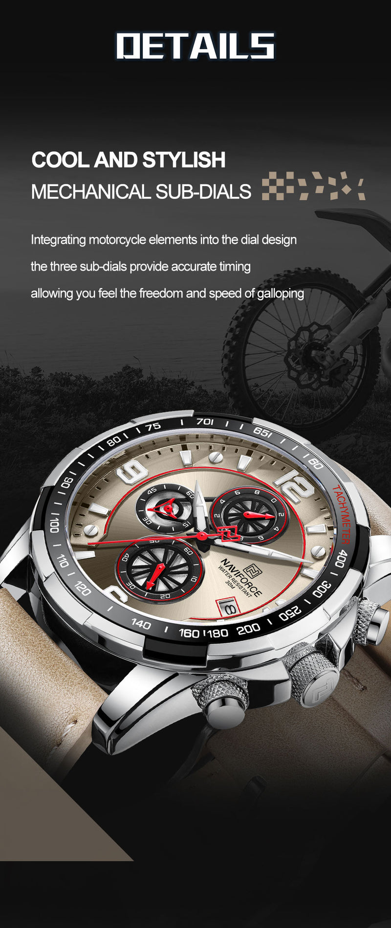 NAVIFORCE Watch For Men Multifunction Sport Waterproof  Quartz