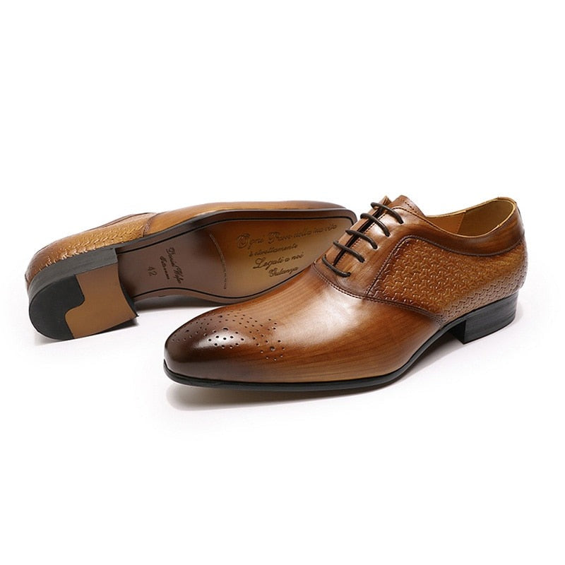 ParGrace Luxury  Genuine Leather Prints Oxford Shoes