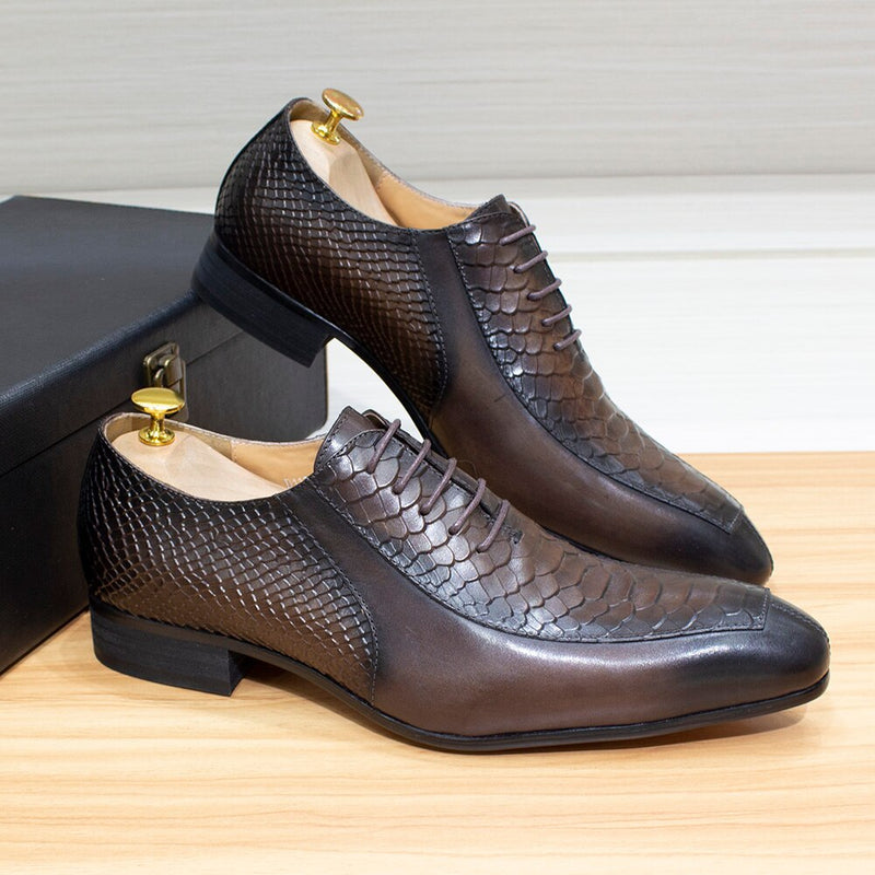 Classic Lace Up Oxfords Genuine Leather Snake Pattern