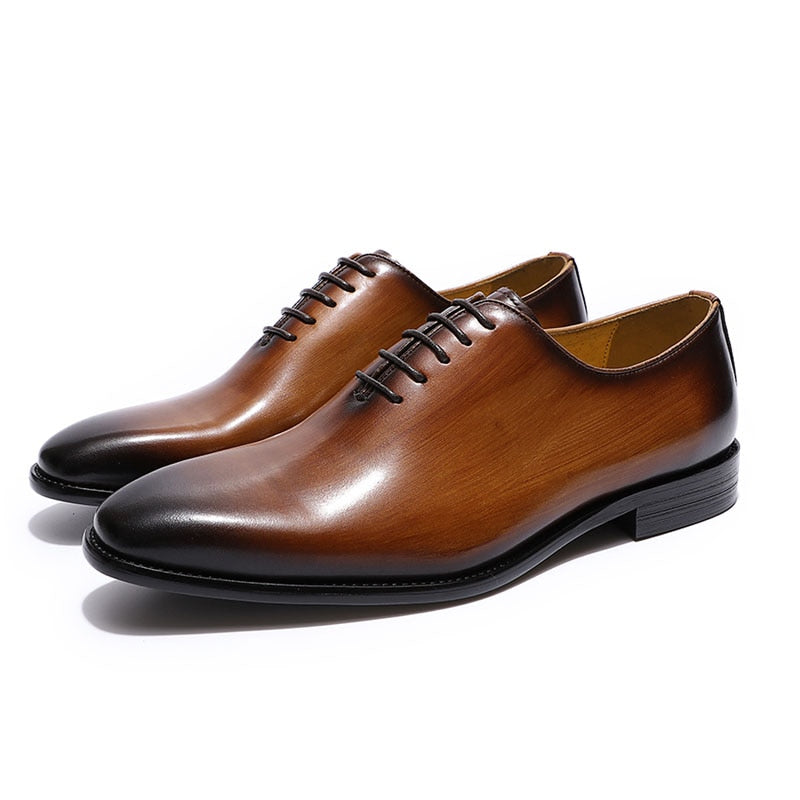 ParGrace Whole Cut Oxfords Plain Toe Genuine Leather