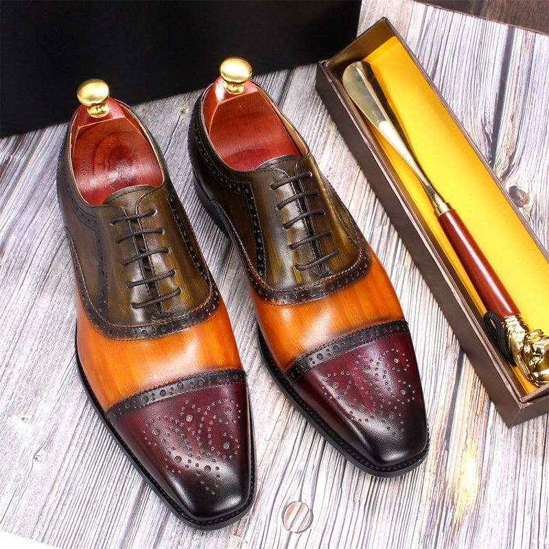 ParGrace‘s Oxford Shoes Handmade Genuine Calfskin Leather Brogue