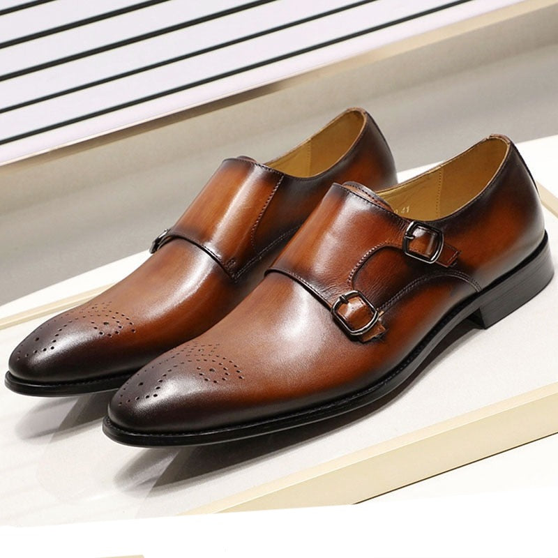 ParGrace Elegant Comfortable Double Monk Strap Slip on Loafers