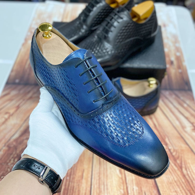 ParGrace Luxury Italian  Oxford Shoes Genuine Cow Leather