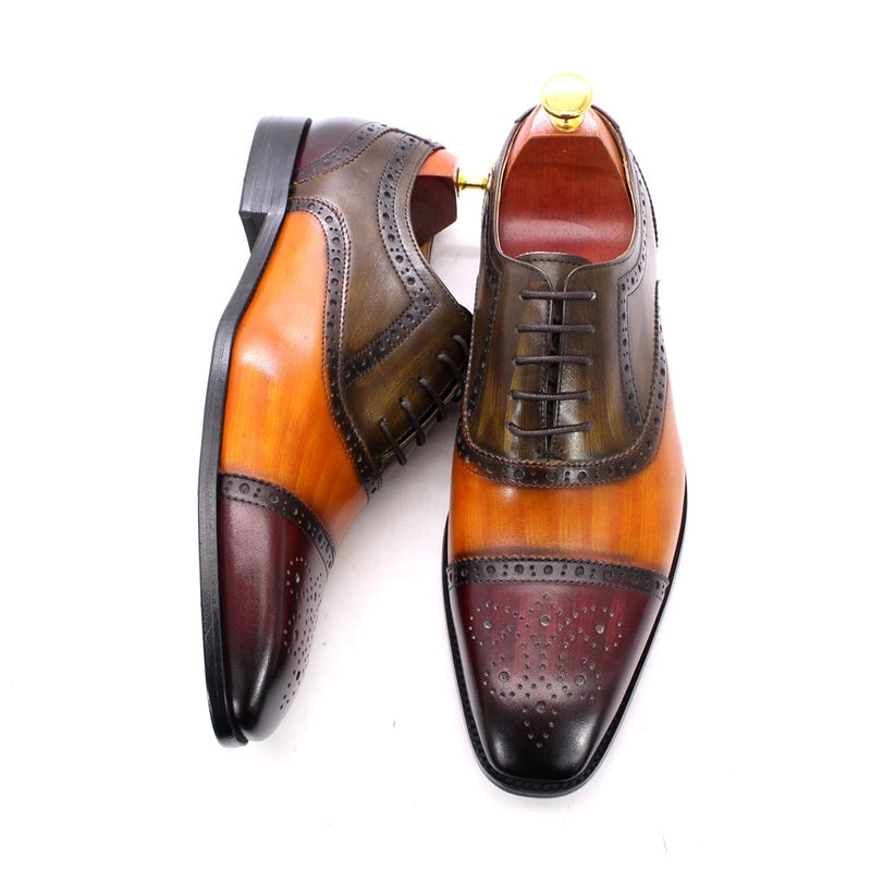 ParGrace‘s Oxford Shoes Handmade Genuine Calfskin Leather Brogue