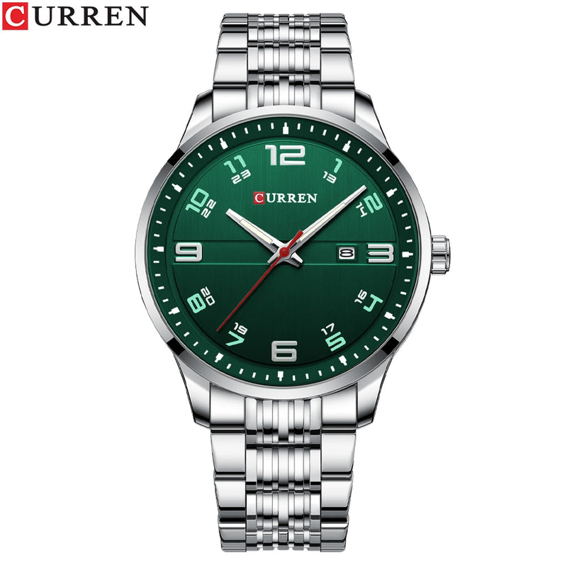 CURREN Auto Date Clock with Luminous  Watches Stainless Steel Quartz Wrsitwatches
