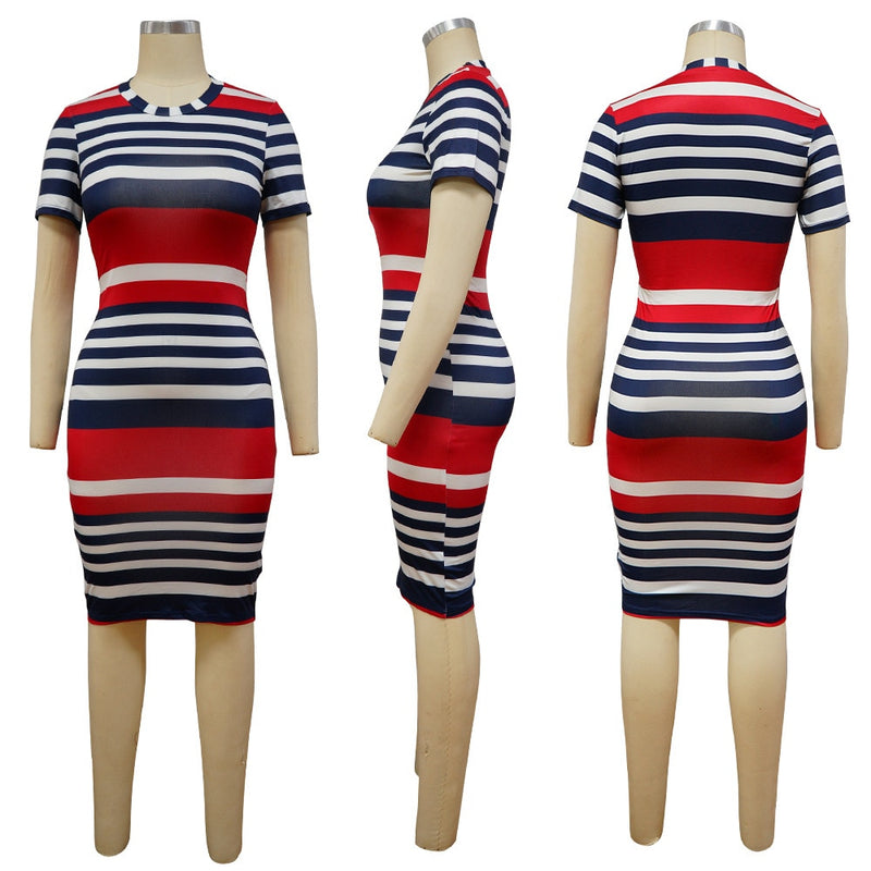 ParGrace  Striped Fashion Streetwear Vestidos Women Elegant Dress
