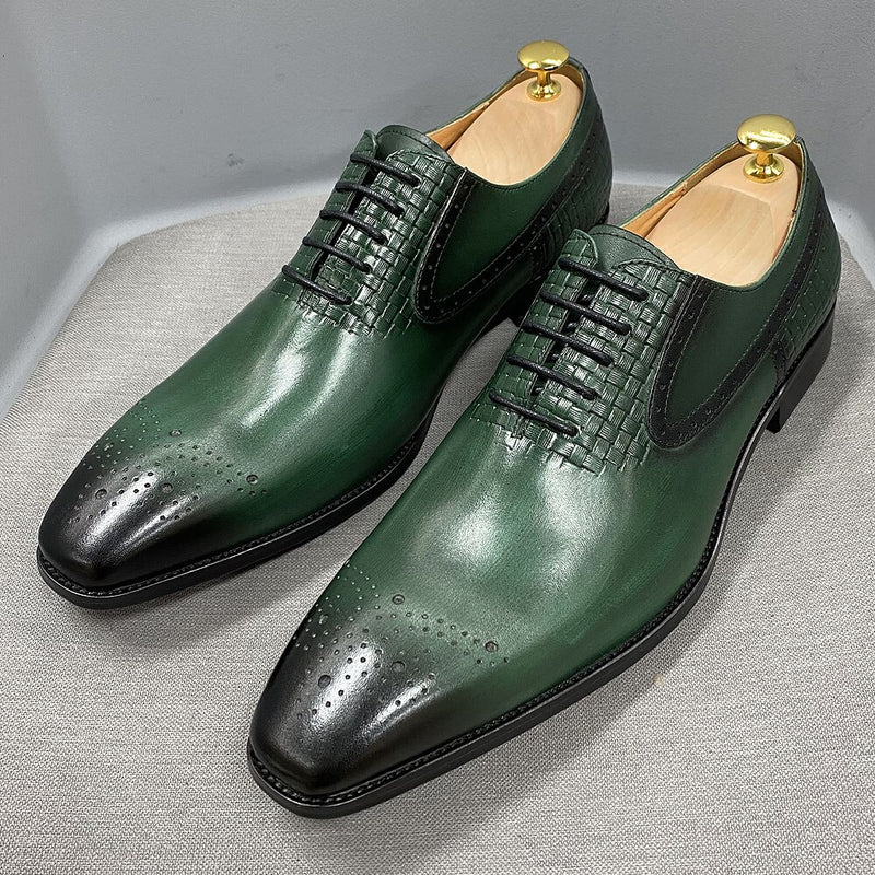 ParGrace Genuine Leather  Lace-Up Oxford Celeo