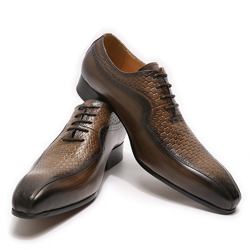 Paulindrix  Oxford Formal  Pointed Toe Lace Up Office  in Genuine Leather Shoes for Men