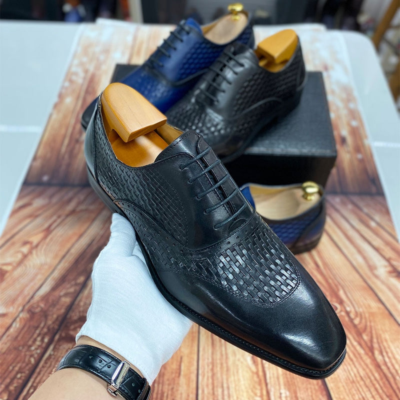 ParGrace Luxury Italian  Oxford Shoes Genuine Cow Leather