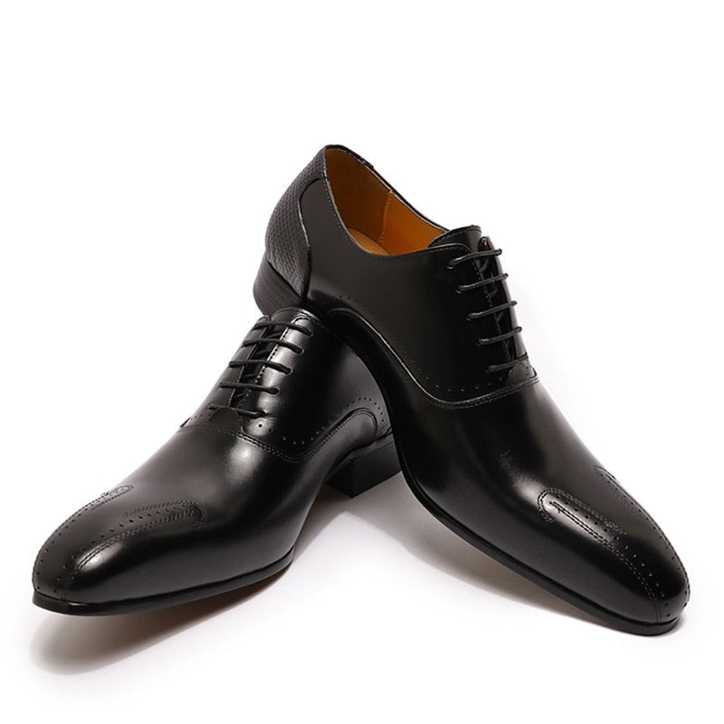 ParGrace Genuine Leather Shoes Lace Up for Wedding, Office & Business