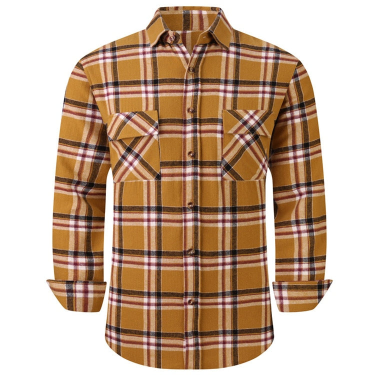 ParGrace Plaid Flannel Shirt  Regular Fit Casual Long-Sleeved Shirts