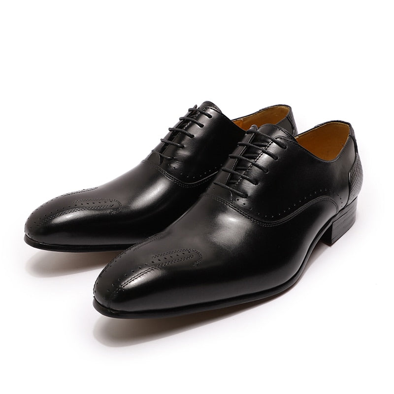 ParGrace Genuine Leather Shoes Lace Up for Wedding, Office & Business