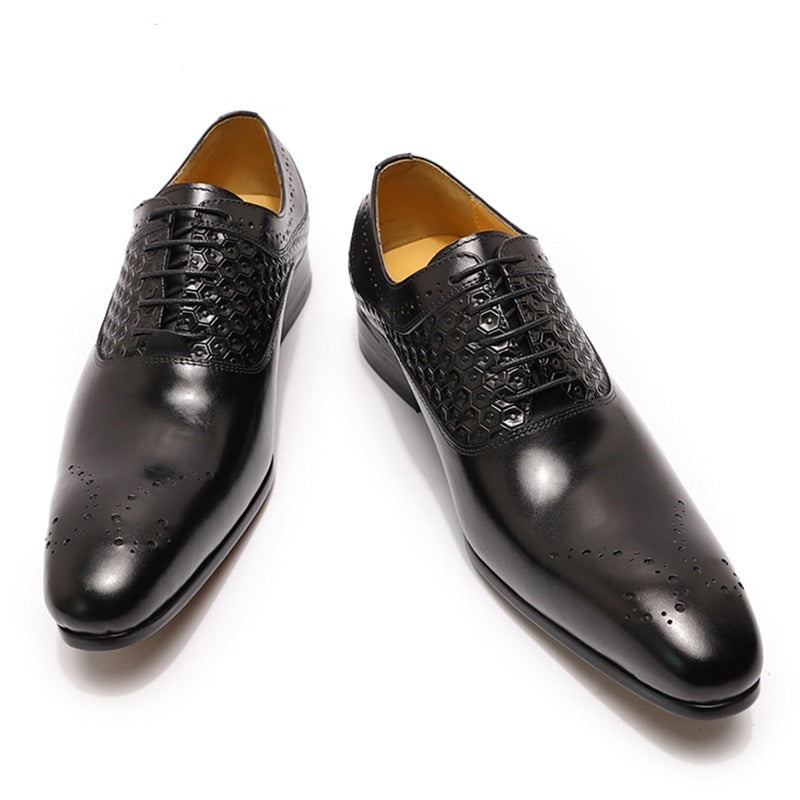 Luxury Men Oxford Brogue Shoes Office Wedding Genuine Leather Shoes for Men