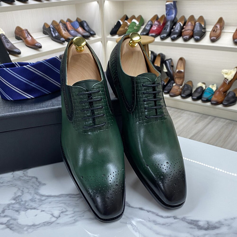 ParGrace Genuine Leather  Lace-Up Oxford Celeo