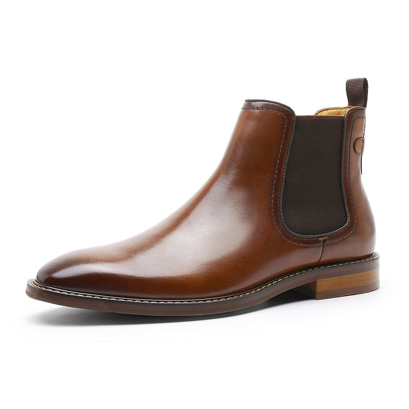 ParGrace Chelsea Boots Genuine Calf Leather Bottom Outsole Calf