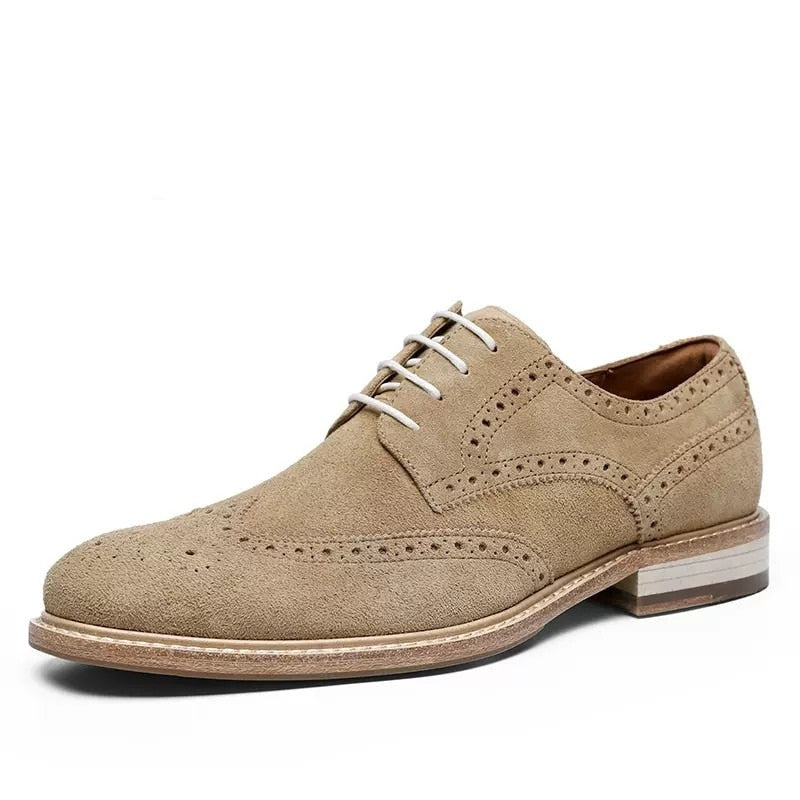 ParGrace Genuine Derby Men Shoes Cow Suede Leather