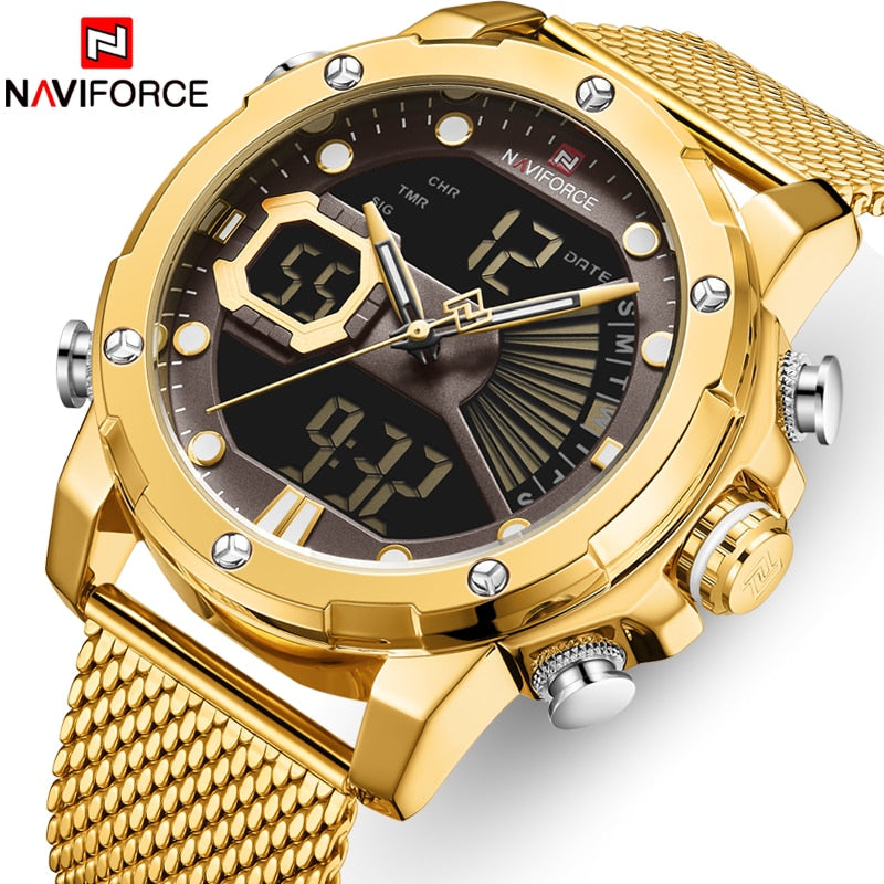 NAVIFORCE Original Luxury WatchesQuartz Dual Display Military Sports Wrist Waterproof