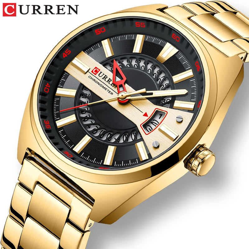 CURREN  Watch Stainless Steel Band Luxury Quartz Wristwatches Clock with Luminous