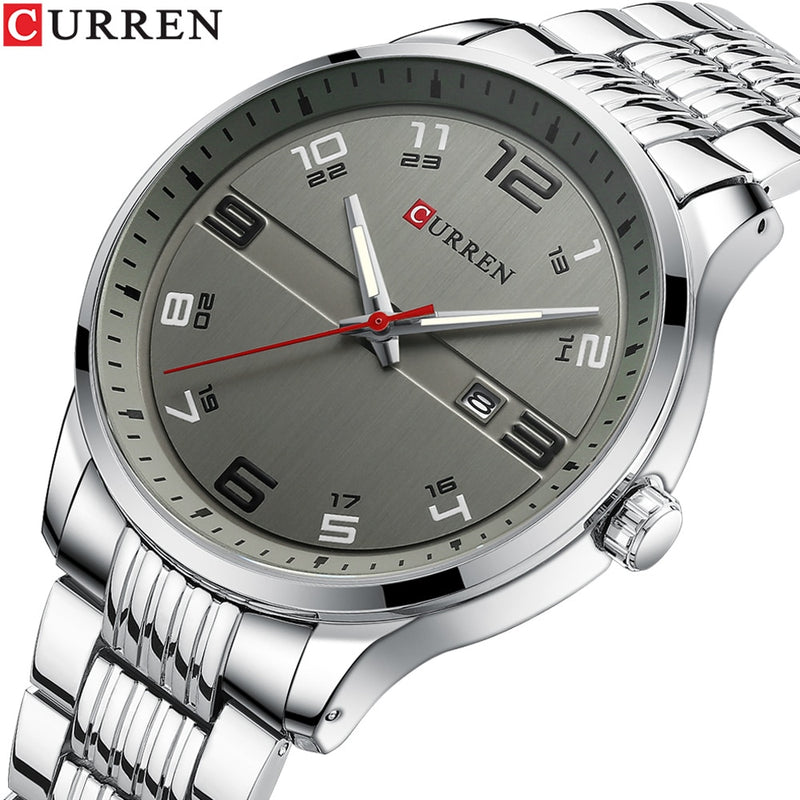 CURREN Auto Date Clock with Luminous  Watches Stainless Steel Quartz Wrsitwatches