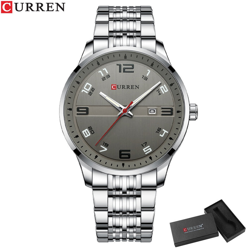 CURREN Auto Date Clock with Luminous  Watches Stainless Steel Quartz Wrsitwatches