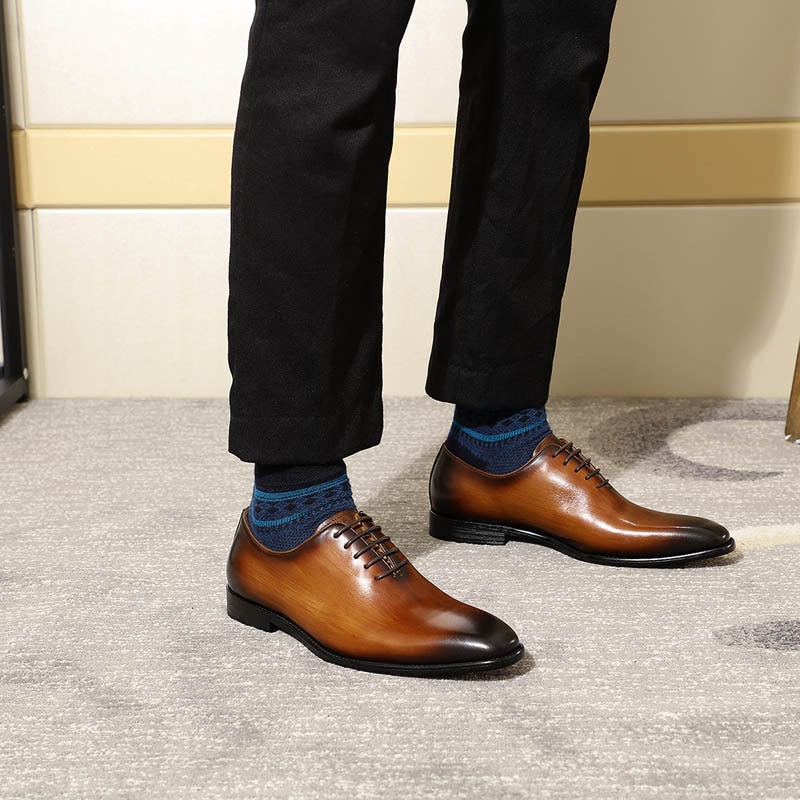 ParGrace Whole Cut Oxfords Plain Toe Genuine Leather