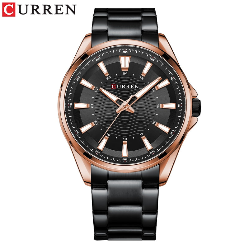 CURREN Classic Simple Stainless Steel Quartz Wrist watches with Luminous Hands