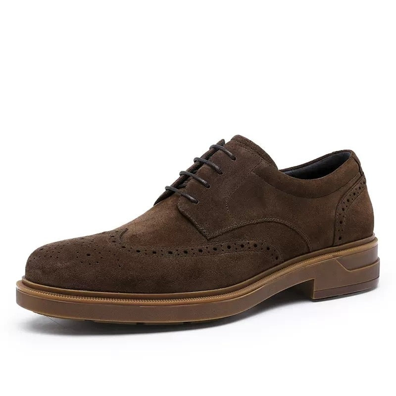 ParGrace Genuine Derby Men Shoes Cow Suede Leather