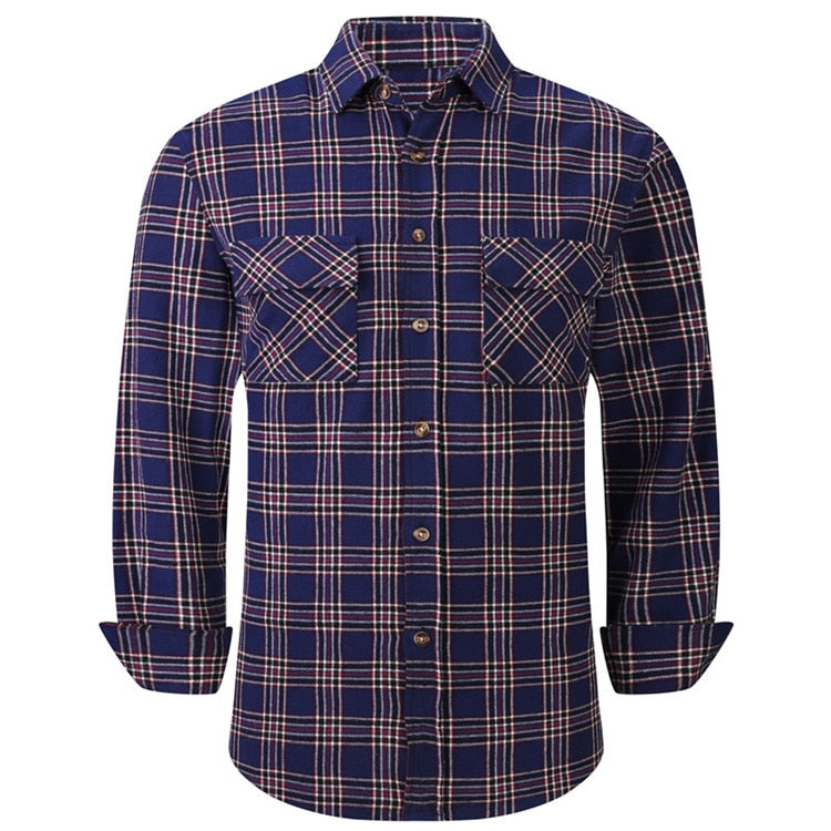 ParGrace Plaid Flannel Shirt  Regular Fit Casual Long-Sleeved Shirts