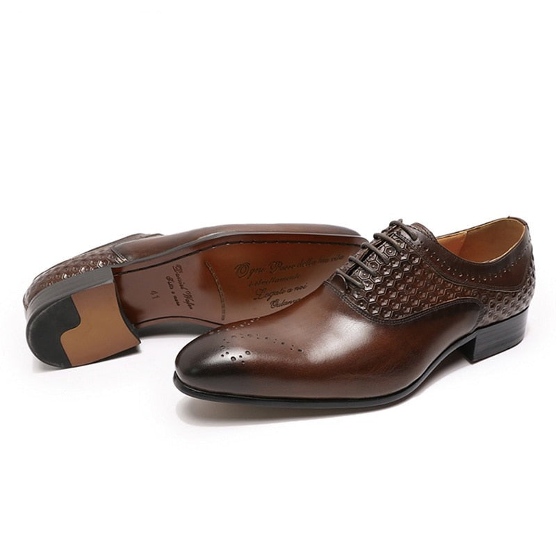 Luxury Men Oxford Brogue Shoes Office Wedding Genuine Leather Shoes for Men
