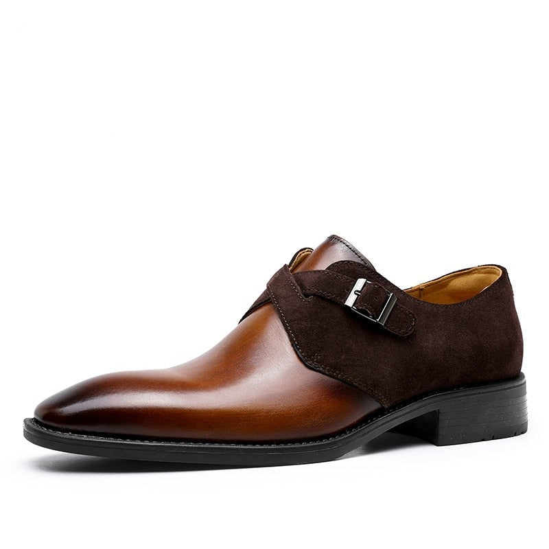 ParGrace  Leather Monk Designer shoes  Classic Style